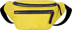 eYLun Women Fanny Pack Crossbody Bag Casual Corduroy Waist Bag Adjustable Chest Bag Waist Pack for Travel Walking Running Hiking Cycling Yellow
