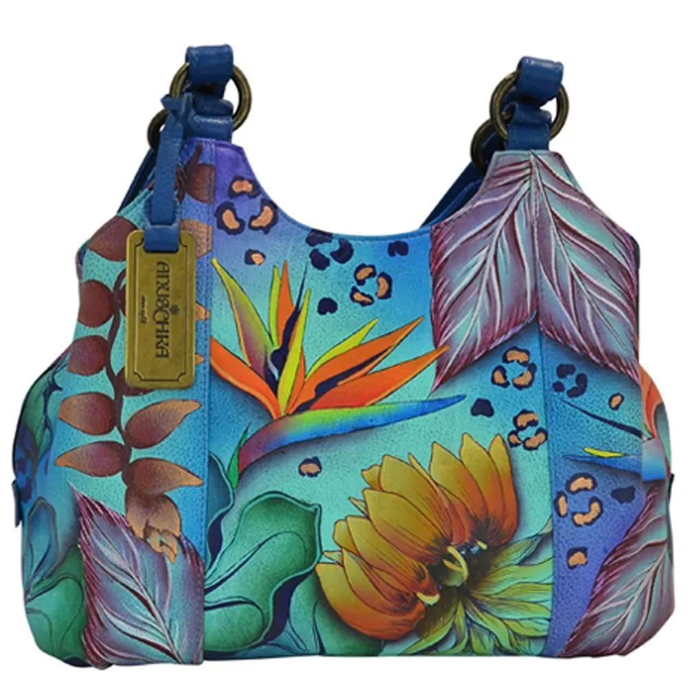 Fairly priced Triple Satchel Compartment Anuschka Resilient Medium Leather by Bag