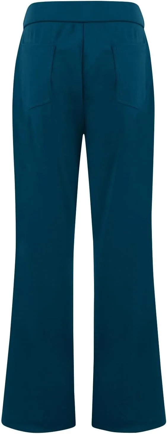 fanmpghleoo Pull On Dress Pants for Women Tummy Control Mini Flare Leggings with Pockets Stretchy Work Business Casual Slacks