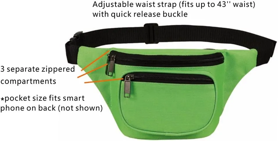 Fanny Pack, AirBuyW 3 Zippered Compartments Adjustable Strap Crossbody Festival Workout Concert Traveling Running Biking Sport Fashion Waist Fanny Pack Bag For Women Men Apple Green