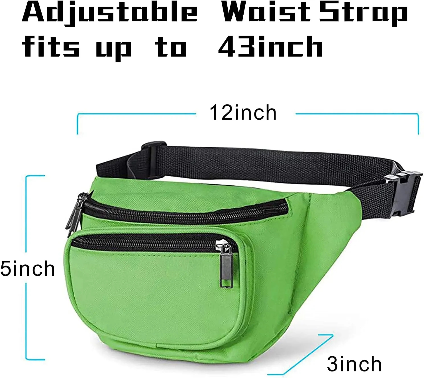 Fanny Pack, AirBuyW 3 Zippered Compartments Adjustable Strap Crossbody Festival Workout Concert Traveling Running Biking Sport Fashion Waist Fanny Pack Bag For Women Men Apple Green