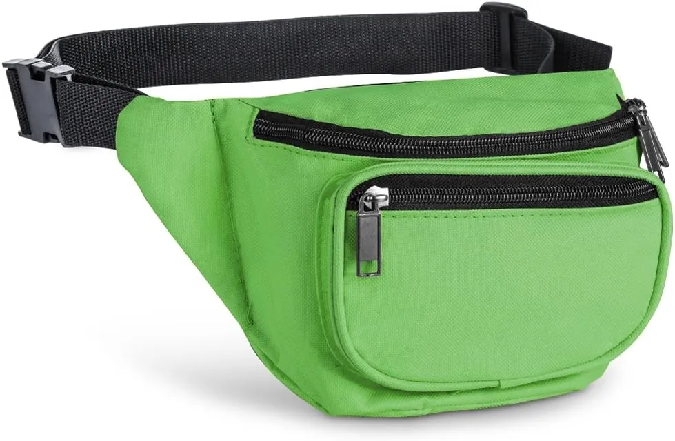 Fanny Pack, AirBuyW 3 Zippered Compartments Adjustable Strap Crossbody Festival Workout Concert Traveling Running Biking Sport Fashion Waist Fanny Pack Bag For Women Men Apple Green