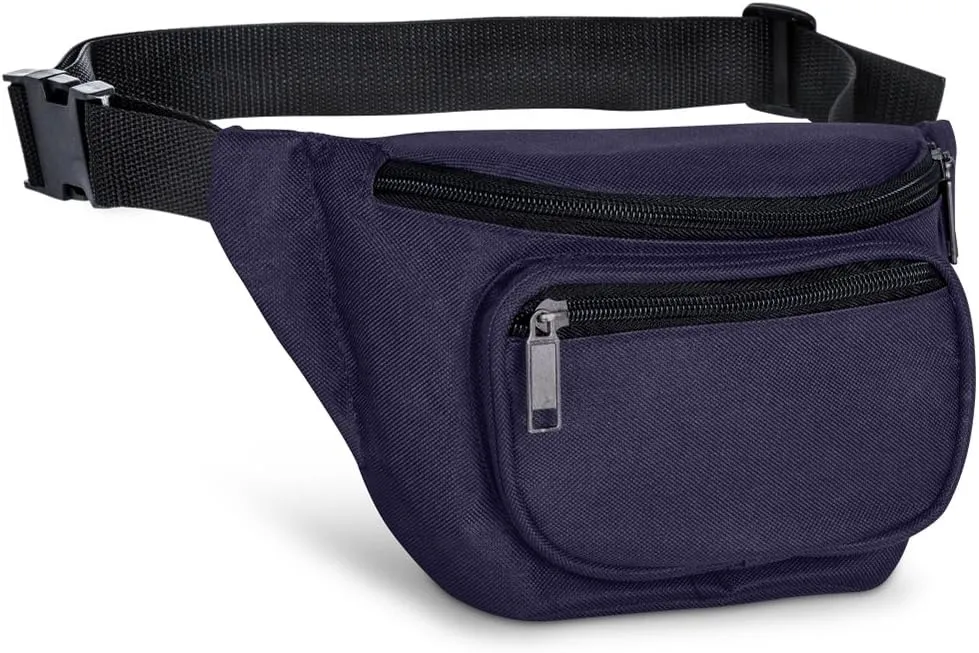 Fanny Pack, AirBuyW 3 Zippered Compartments Adjustable Strap Crossbody Festival Workout Concert Traveling Running Biking Sport Fashion Waist Fanny Pack Bag For Women Men Navy