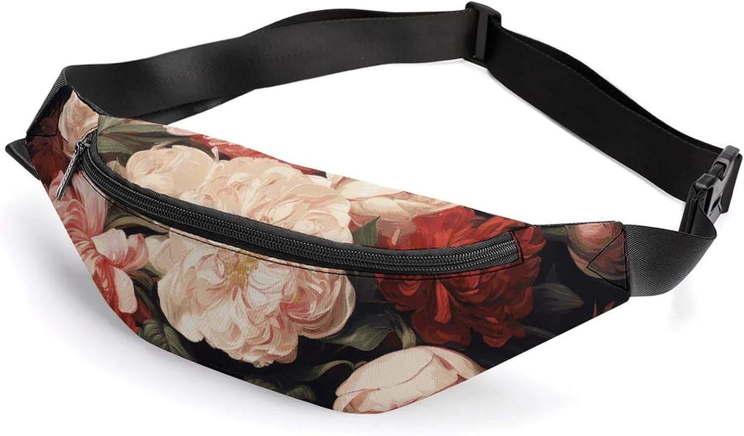 Fanny Pack for Men Women Bowl with Peonies And Roseprinted Crossbody Belt Bags Sports Waist Bag ForTravel Running Hiking Walking Workout, 36*15cm