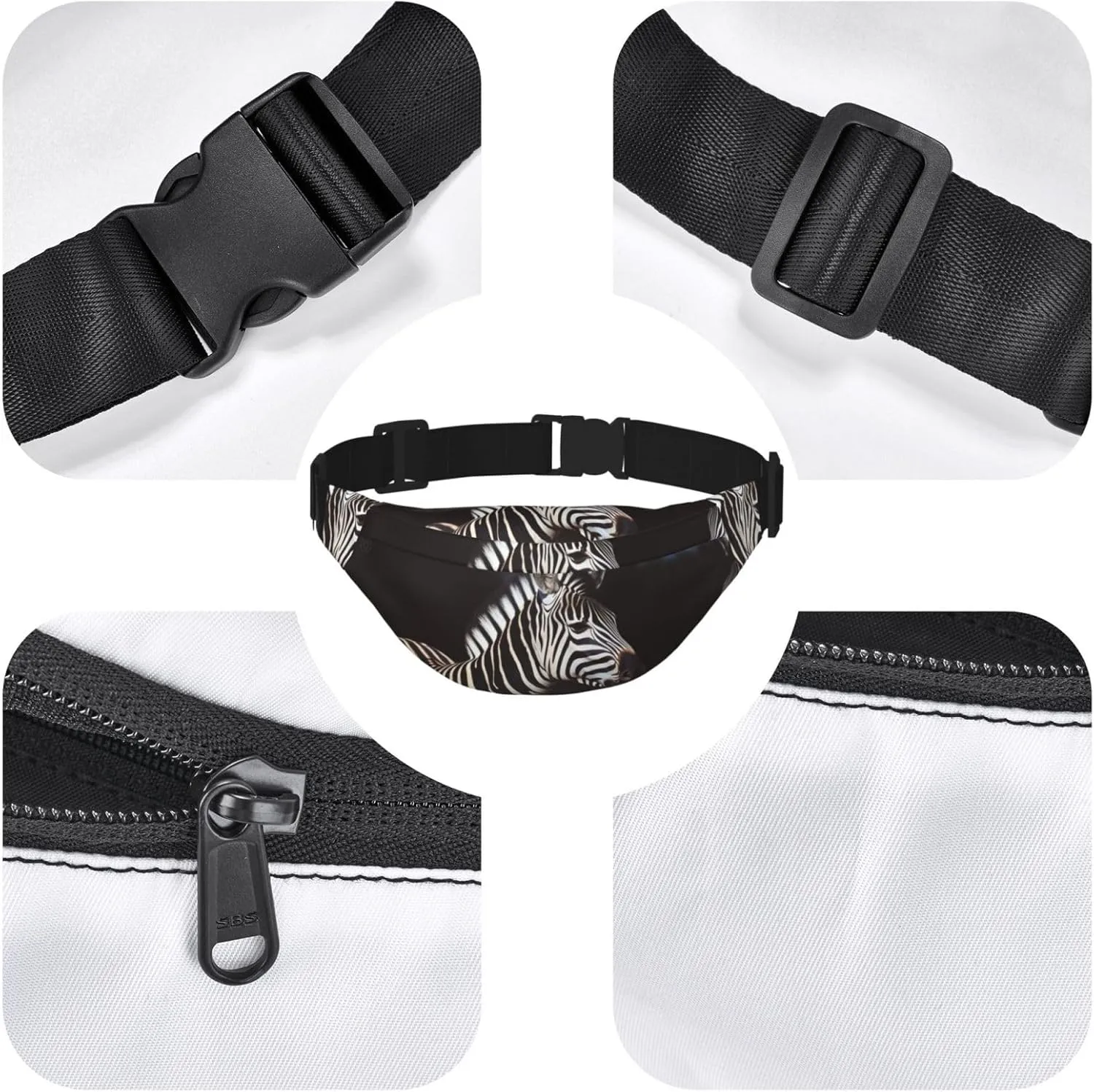 Fanny Pack for Men Women Waist Bag Adjustable Waist Pack Crossbody Belt Bag Animal Zebra Bum Bag