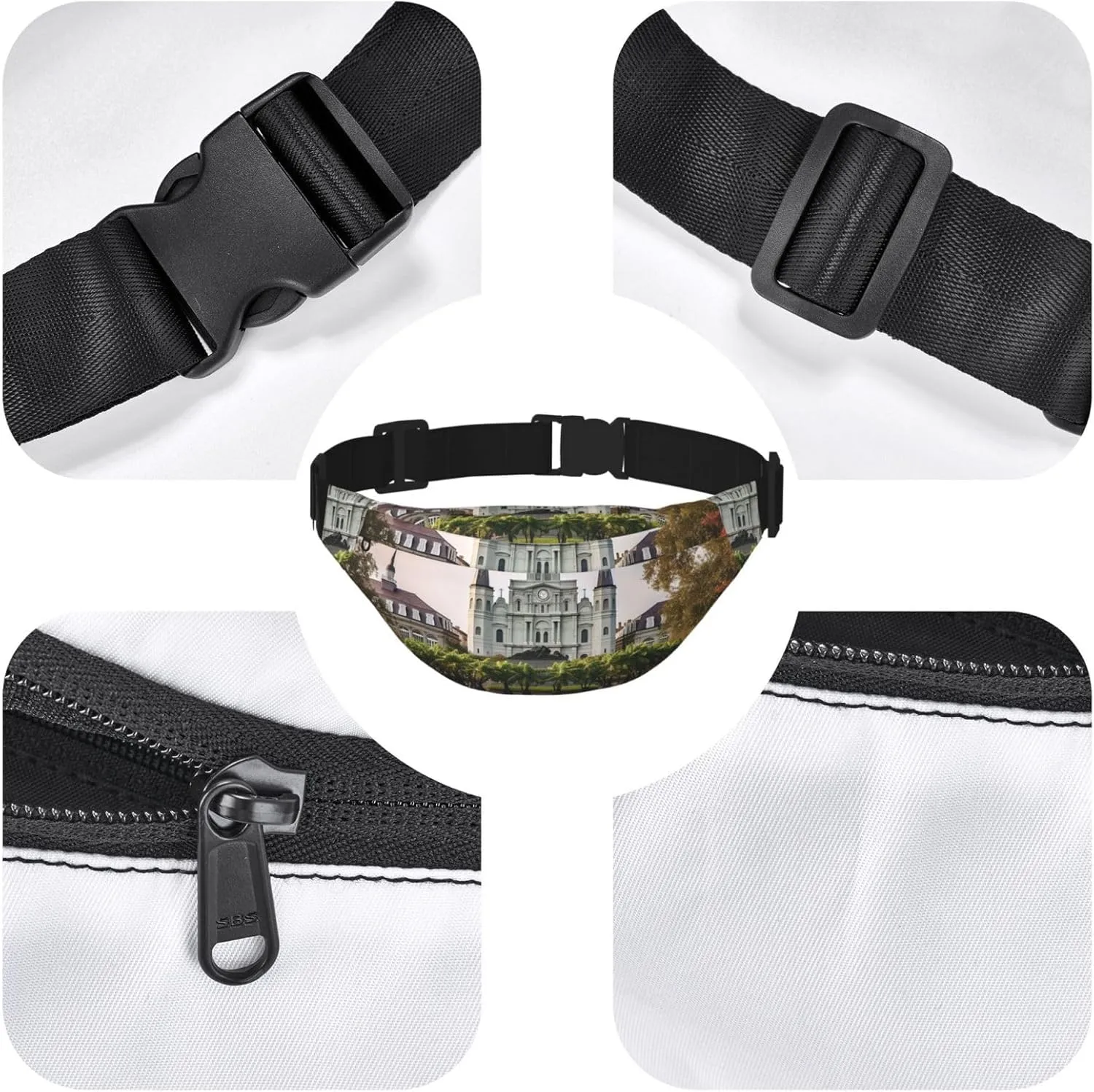 Fanny Pack for Men Women Waist Bag Adjustable Waist Pack Crossbody Belt Bag Jackson square Bum Bag