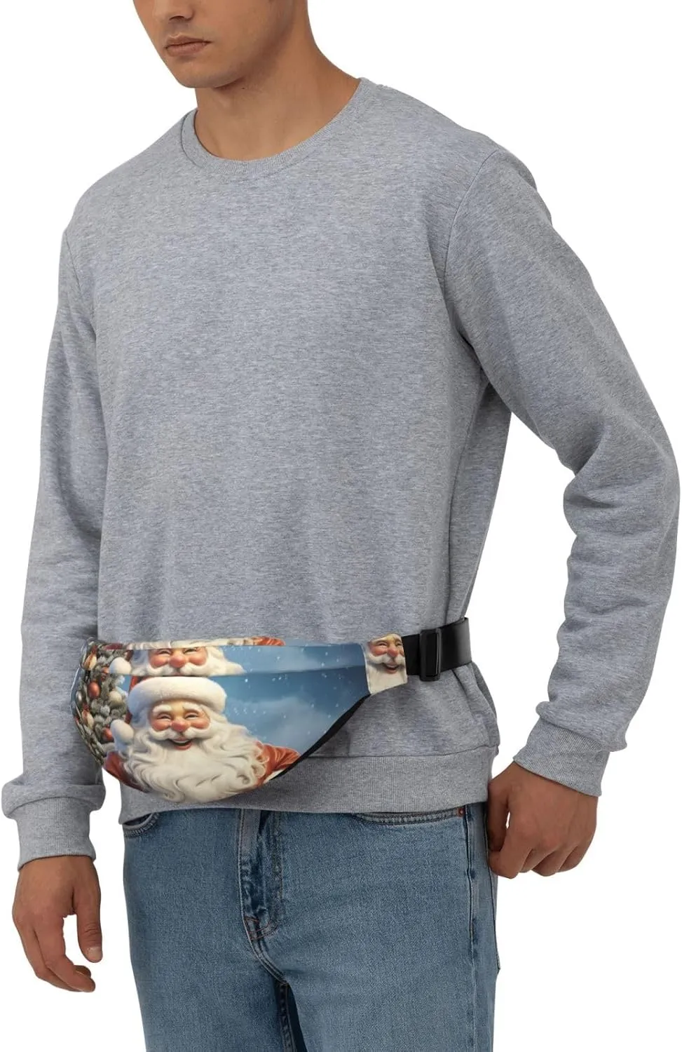 Fanny Pack for Men Women Waist Bag Adjustable Waist Pack Crossbody Belt Bag Santa Claus Snowman Bum Bag