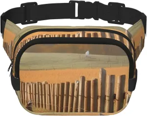 Fanny Pack For Women Men Waterproof Adjustable Belt Bags Waist Pack Fashion Crossbody Bags Chicken Wood Stake Farmland Bum Bag For Running Workout Hiking Traveling