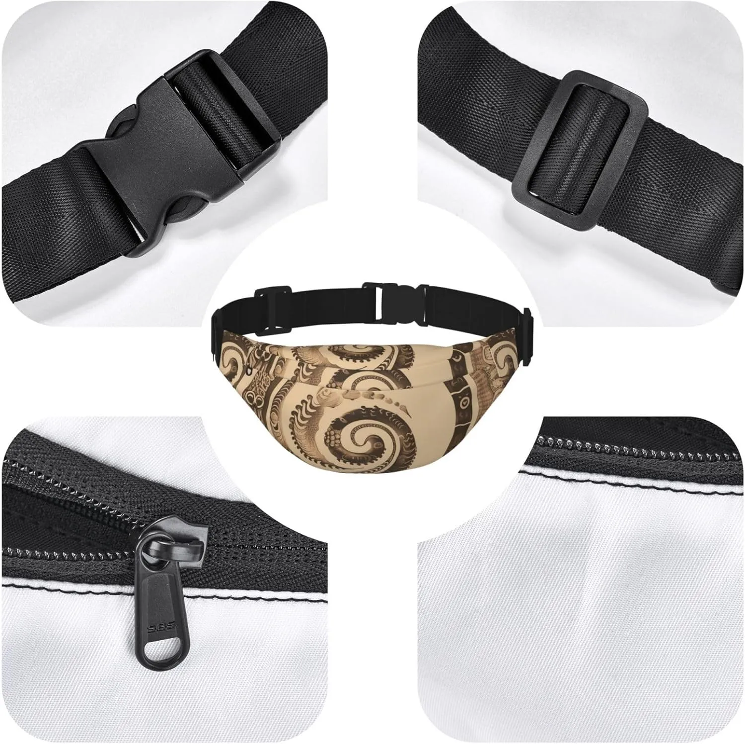 Fanny Pack Serpentine Chart Waist Pack For Women Men Waterproof Belt Bag With Adjustable Belt Casual Crossbody Bag Travel Waist Bag For Sports Running Cycling