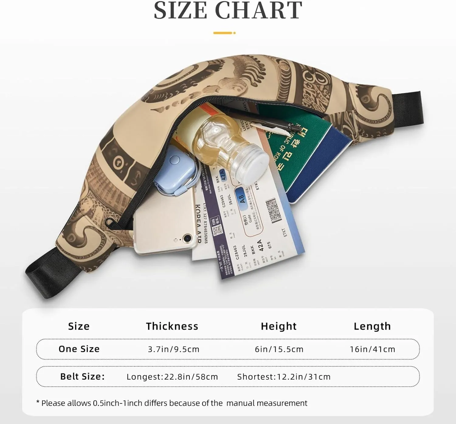 Fanny Pack Serpentine Chart Waist Pack For Women Men Waterproof Belt Bag With Adjustable Belt Casual Crossbody Bag Travel Waist Bag For Sports Running Cycling