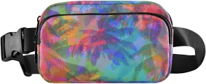 Fanny Pack Waist Bag for Men Women Pink Purple Palm Trees Crossbody Fashion Waist Packs Belt Bag with Adjustable Strap for Traveling, Hiking, Jogging, Cycling