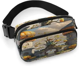 Fanny Pack Waist Packs for Men Women,Pumpkin Loft Print Belt Bag,Waist Bag Hip Pack with Adjustable Strap for Travel Outdoor Sports