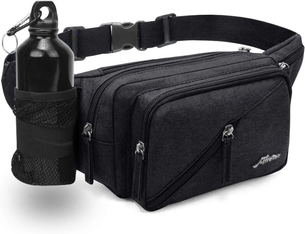 Fanny Pack Waterproof Waist Bag Pack Men Women Hip Bum Bag With Water Bottle Holder Adjustable Strap Suitable For Outdoors Workout Traveling Hiking Cycling Dog Walking Pouch Bag(black)