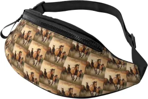 Fanny Packs For Women Horses Printing Fanny Pack Outdoor Sports Waist Bag Adjustable Waist Pack Crossbody Bags With 1-Zipper Pockets For Enjoy Sports Traveling Workout Casual