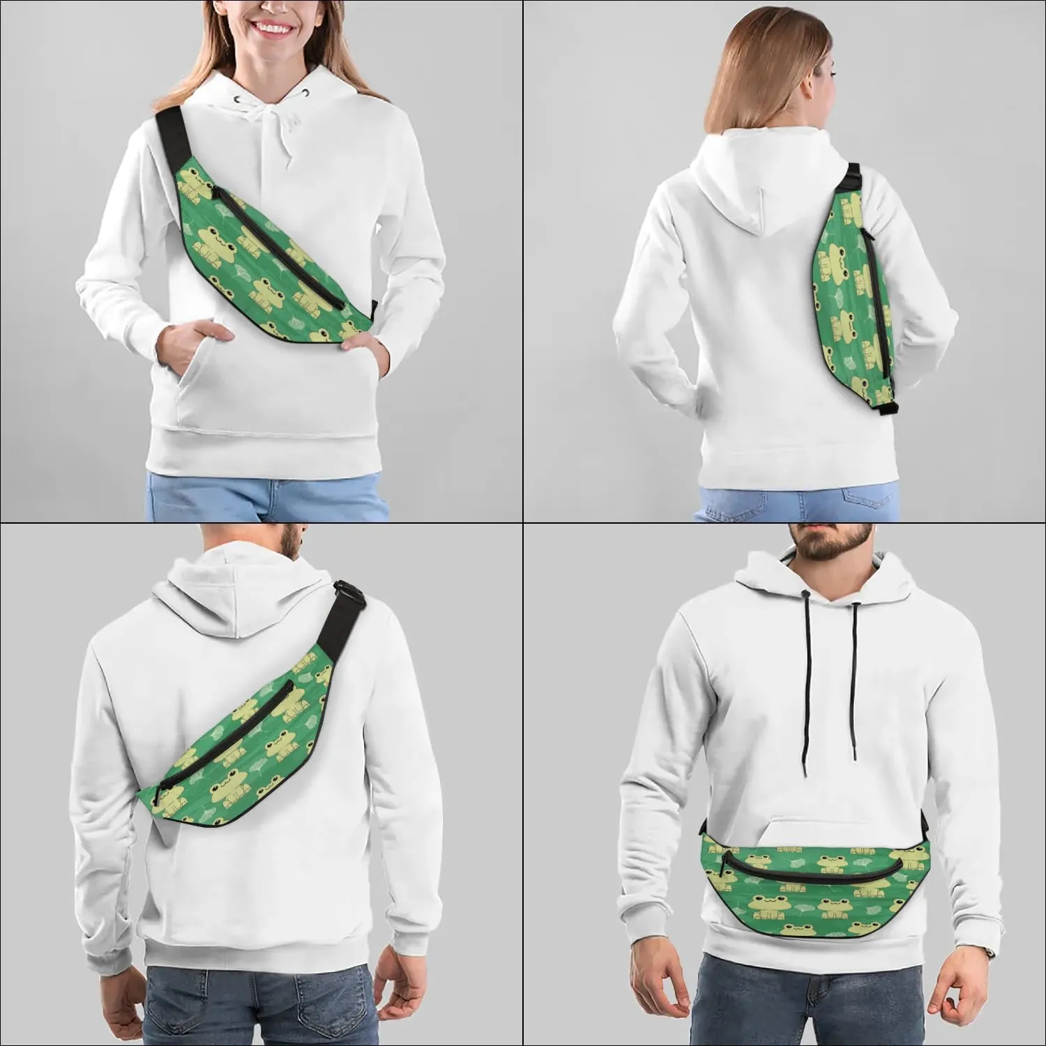 Fanny Packs for Women Men Sling Bag Crossbody Bags Men Waist Bag Cute Kawaii Frog Fanny Pack for Women Belt Bag for Travel Hiking Running