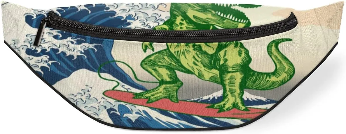 Fanny Packs for Women Men Sling Bag Crossbody Bags Men Waist Bag Surfing Dinosaur Fanny Pack for Women Belt Bag for Travel Hiking Running