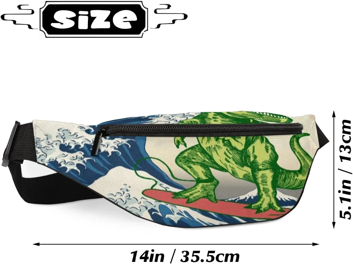 Fanny Packs for Women Men Sling Bag Crossbody Bags Men Waist Bag Surfing Dinosaur Fanny Pack for Women Belt Bag for Travel Hiking Running