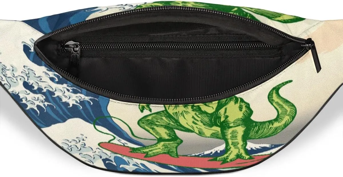 Fanny Packs for Women Men Sling Bag Crossbody Bags Men Waist Bag Surfing Dinosaur Fanny Pack for Women Belt Bag for Travel Hiking Running