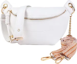 Fanny Packs Waist Bag for Women-Fashion Crossbody Bags Chest Purses Belt Bag with 2 Adjustable Strap (White)