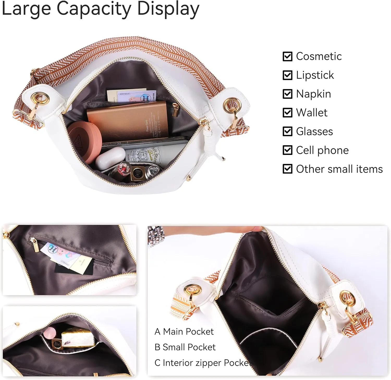 Fanny Packs Waist Bag for Women-Fashion Crossbody Bags Chest Purses Belt Bag with 2 Adjustable Strap (White)