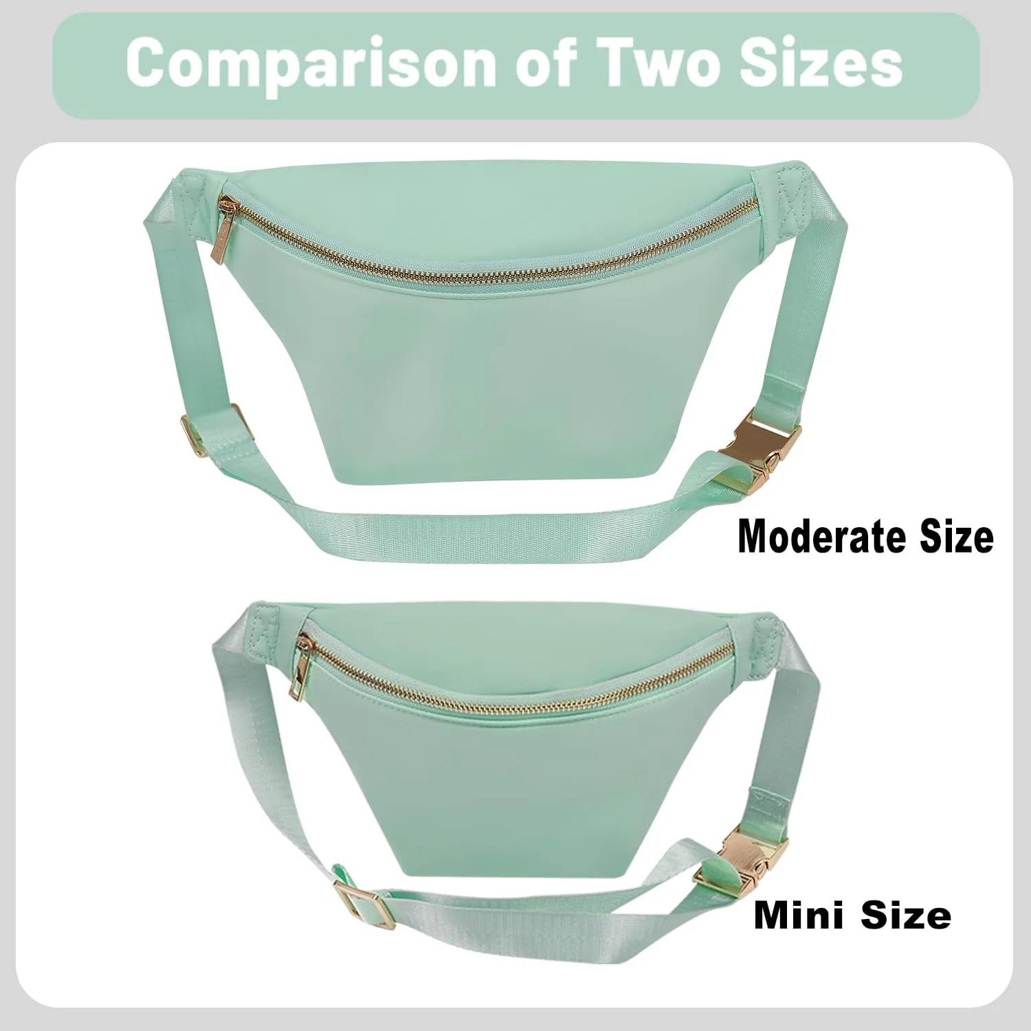 Fanny Waist Pack for Women Nylon Crossbody Bag for Men Travel Belt Bum Bag (Mint Green)