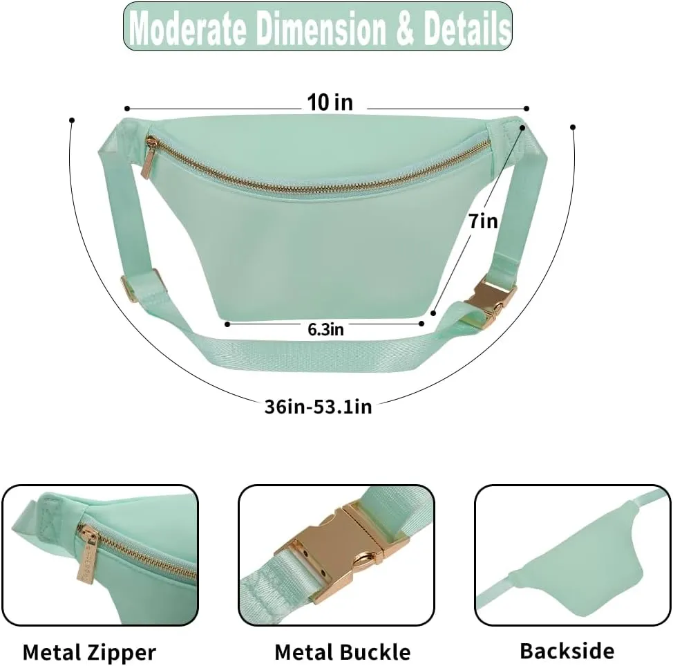 Fanny Waist Pack for Women Nylon Crossbody Bag for Men Travel Belt Bum Bag (Mint Green)