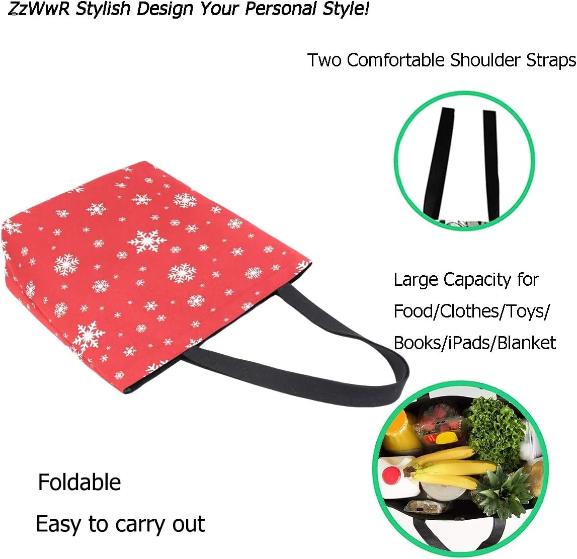 Fashion Beautiful Printed Pattern Extra Large Shoulder Tote Bag for Beach Travel Weekender Gym Grocery Shopping