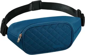 Fashion Women Fanny Pack Casual Waist Bag Belt Bag With 3 Zipper Pockets Crossbody Bum Bag Waist Pouch Travel(Blue)