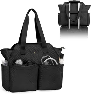 Fasrom Nurse Bag for Work Nurses with Laptop Compartment, Clinical Tote Bag for Nursing Students or Doctors, Black (Empty Bag Only)