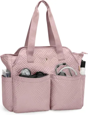 Fasrom Nurse Bag for Work Nurses with Laptop Sleeve, Clinical Tote Bag for Nursing Students or Doctors, Pink (Empty Bag Only)