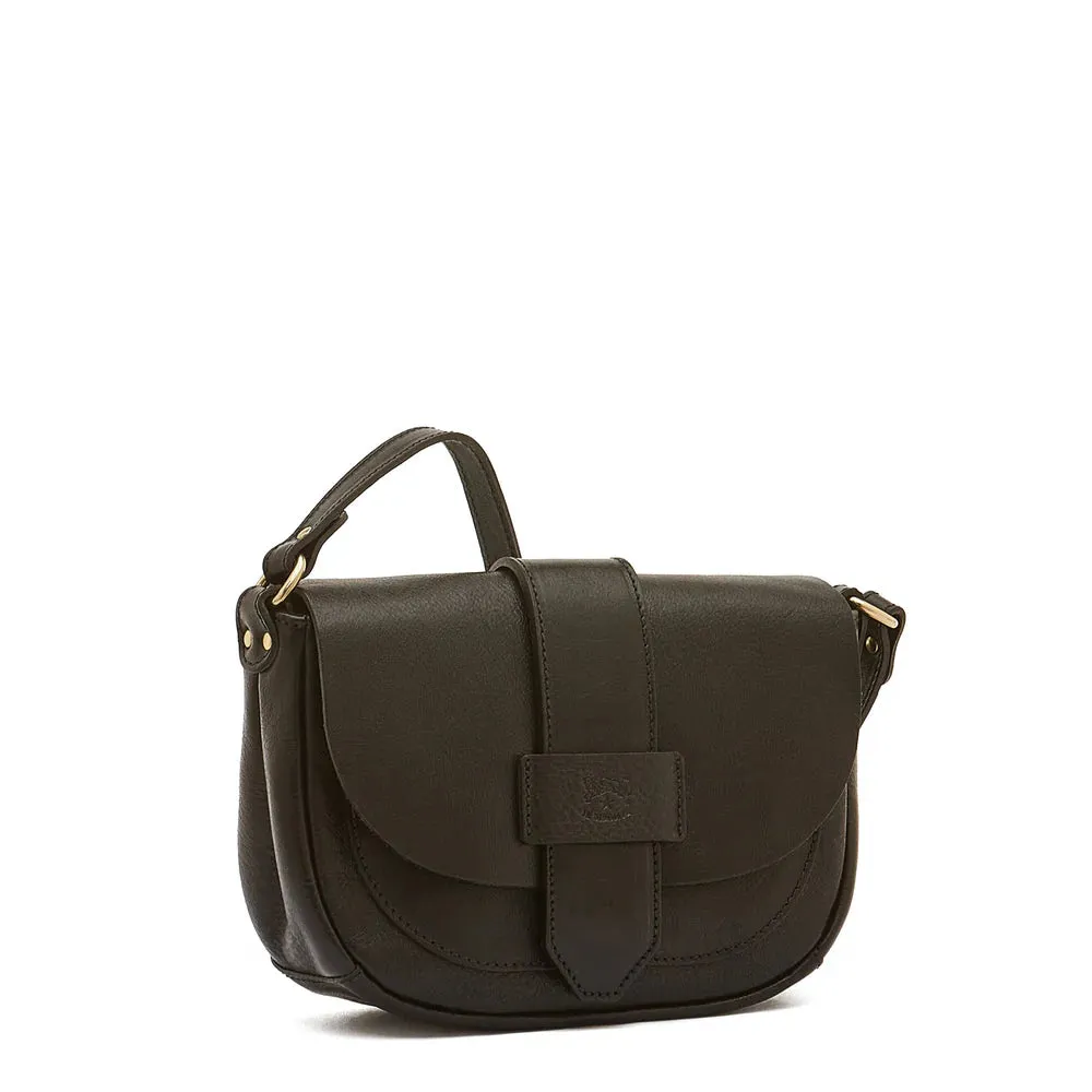 Fausta Small Crossbody Black with Brass Hardware