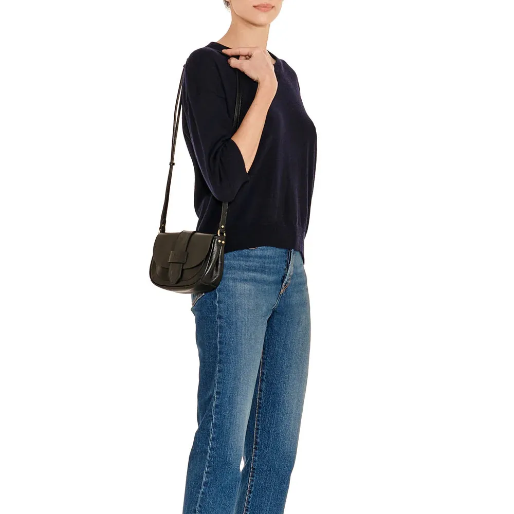 Fausta Small Crossbody Black with Brass Hardware