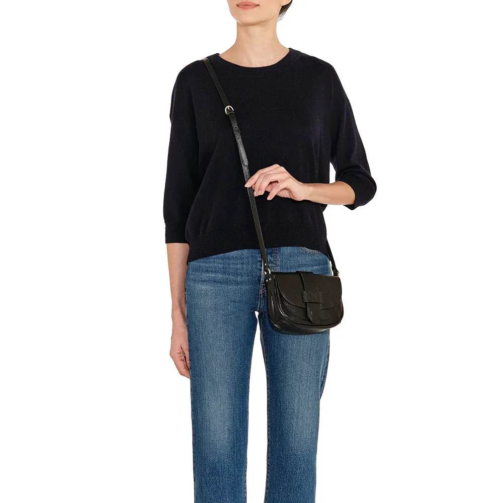 Fausta Small Crossbody Black with Brass Hardware
