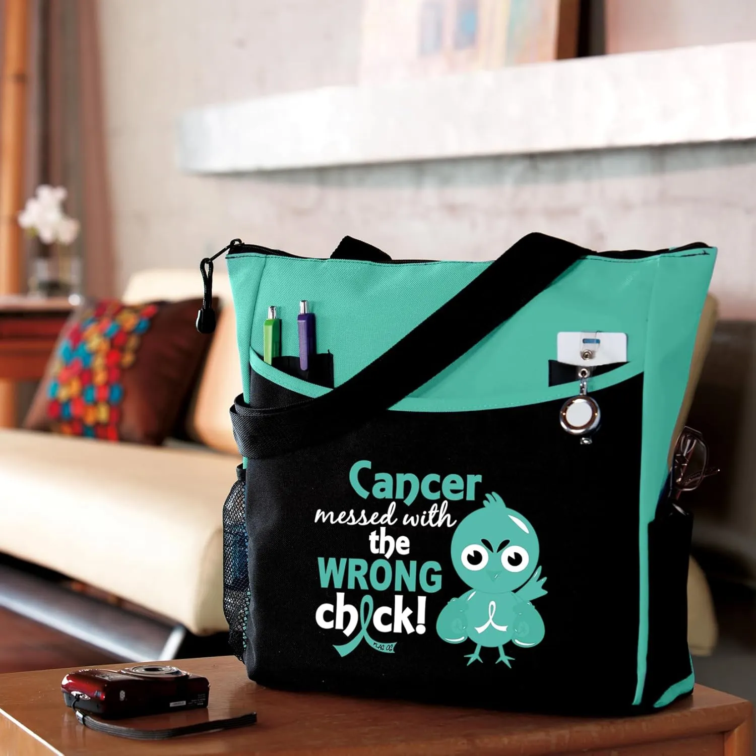 Fight Like a Girl Cancer Messed with the Wrong Chick Dakota 5-Pocket Tote Bag
