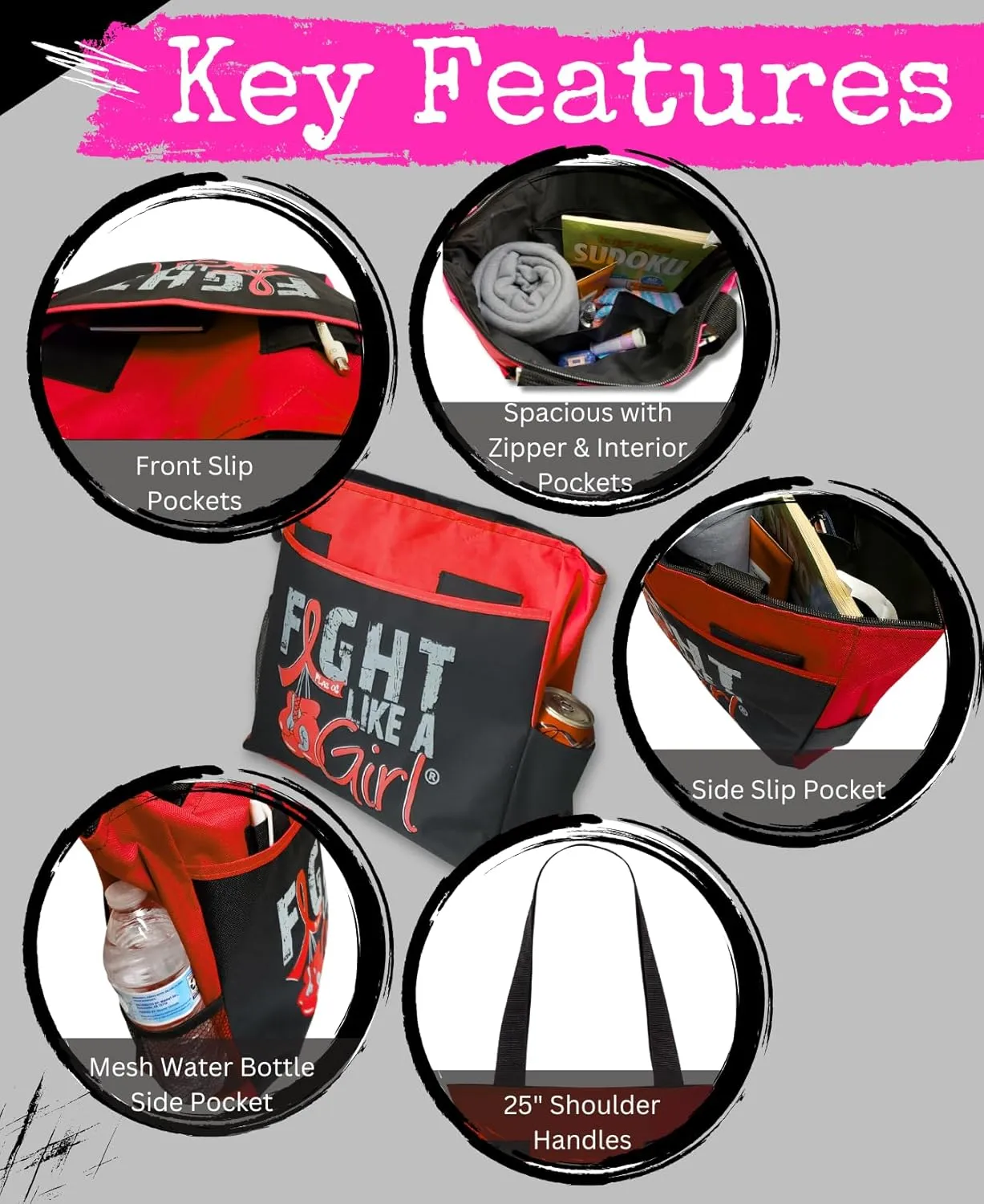 Fight Like a Girl Knockout Dakota 5-Pocket Tote Bag