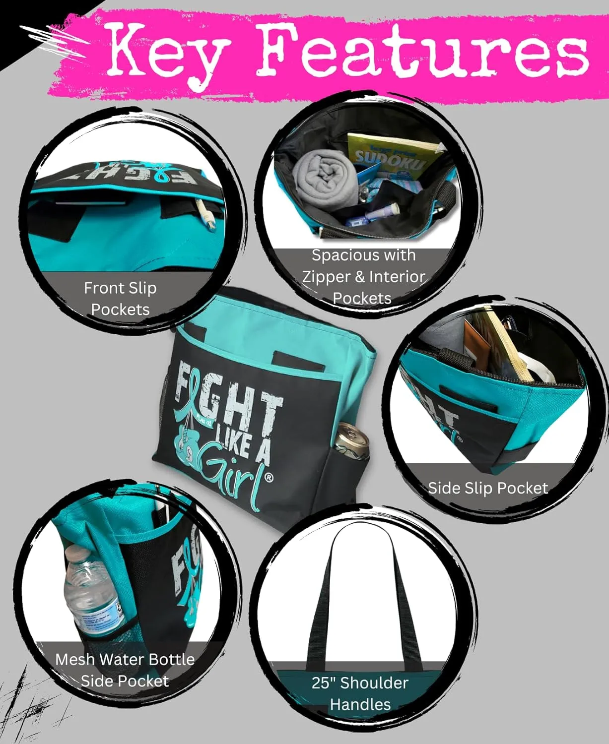 Fight Like a Girl Knockout Dakota 5-Pocket Tote Bag