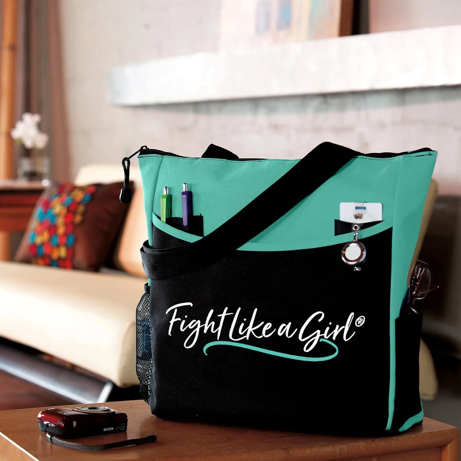 Fight Like a Girl Script Dakota 5-Pocket Tote Bag