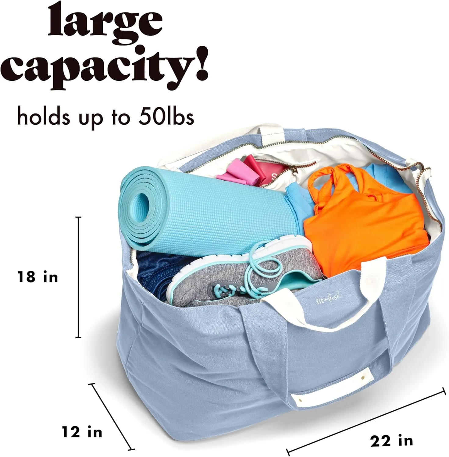 Fit & Fresh Large Beach Bag for Women - Extra Large Travel Tote With Pockets
