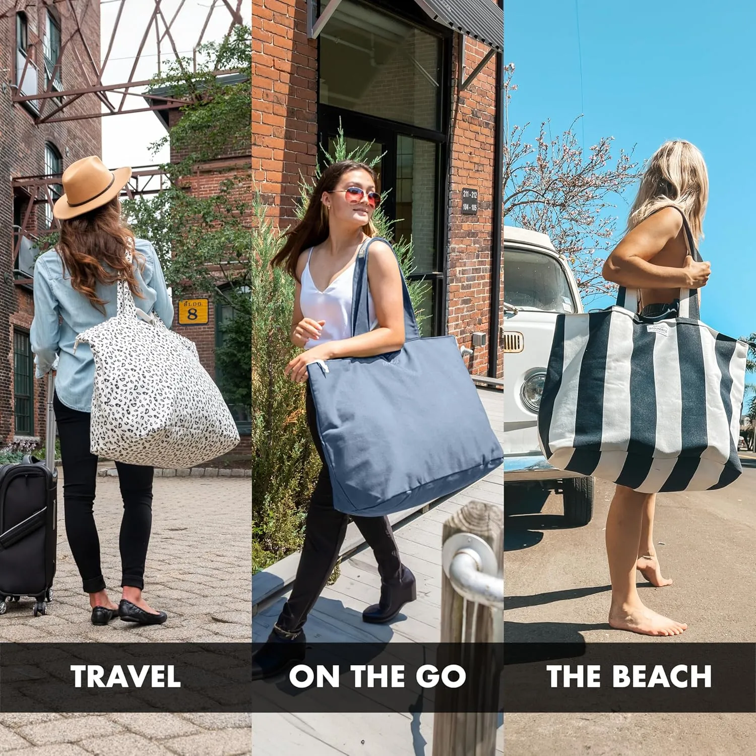 Fit & Fresh Large Beach Bag for Women - Extra Large Travel Tote With Pockets