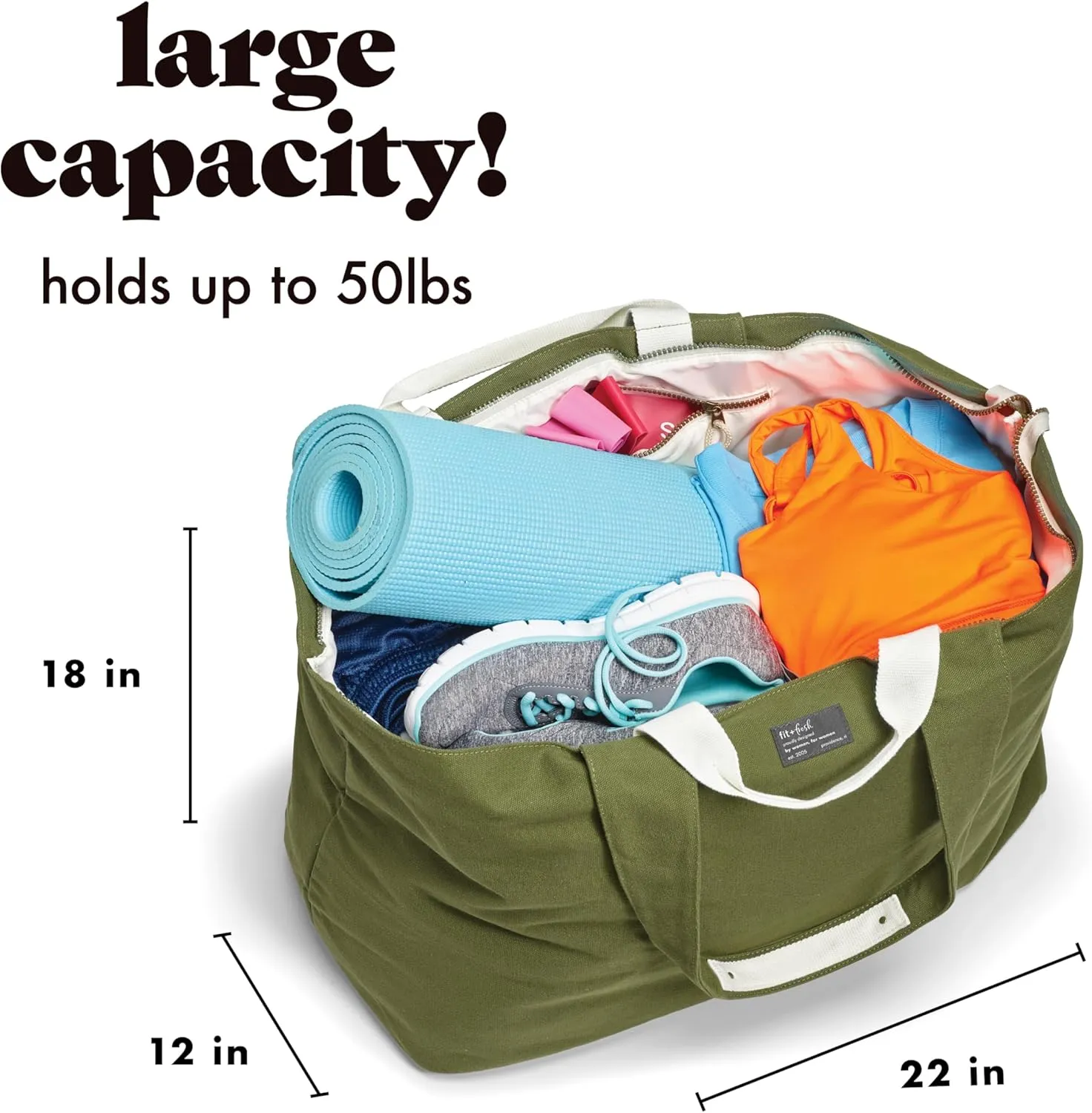 Fit & Fresh Large Beach Bag for Women - Extra Large Travel Tote With Pockets