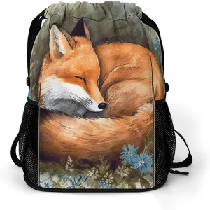 Fitness Drawstring Backpack Waterproof Gym Bag A Sleeping Fox Lightweight Dry And Wet Separation Swim Bag