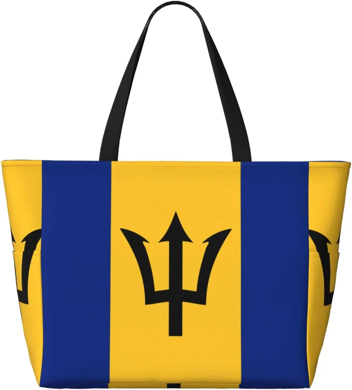 Flag Beach Tote Pool Bags for Women-Cute National Flag Large Grocery Tote Travel Reusable Handbags,7 Pockets, Zipper