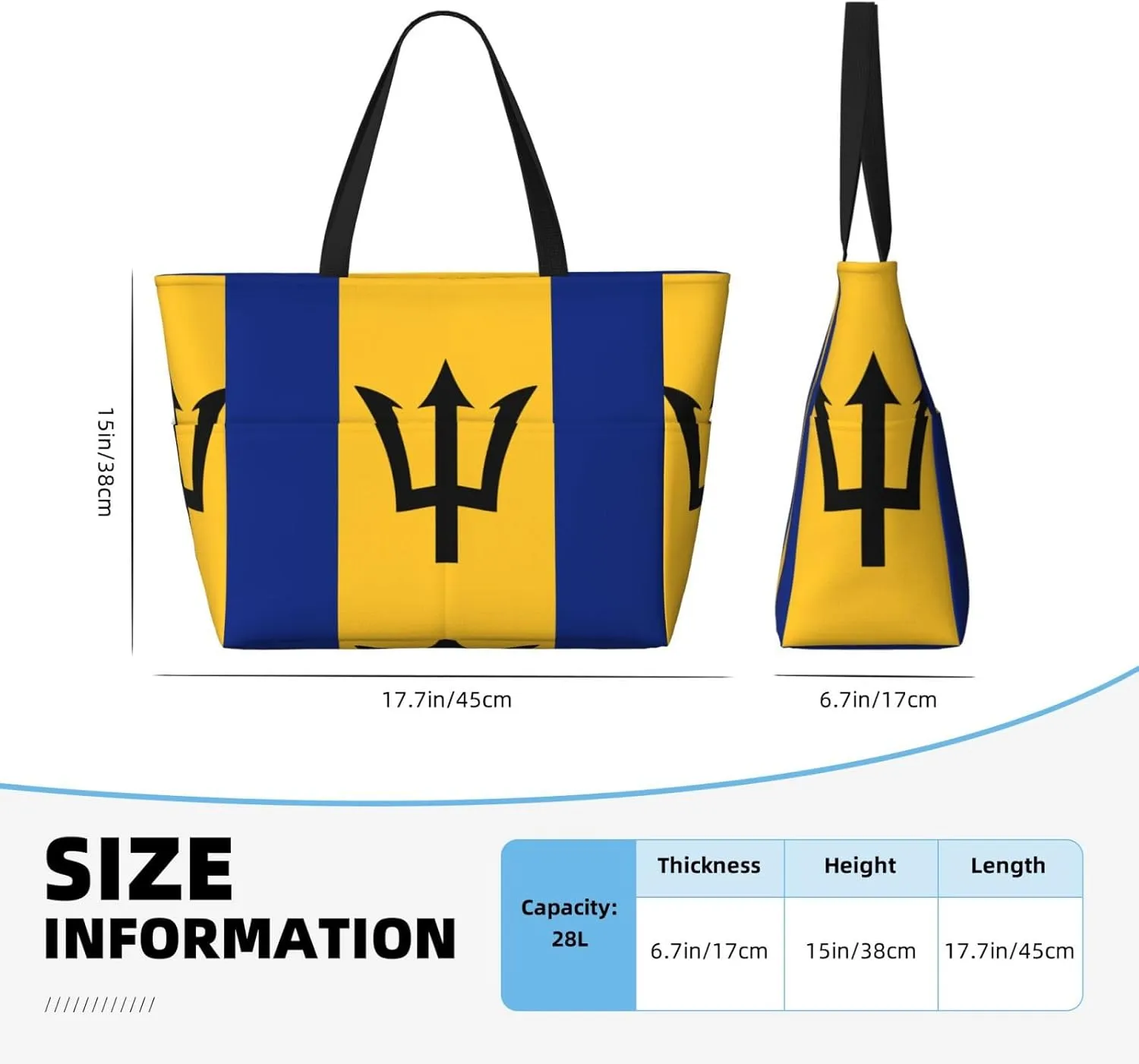 Flag Beach Tote Pool Bags for Women-Cute National Flag Large Grocery Tote Travel Reusable Handbags,7 Pockets, Zipper