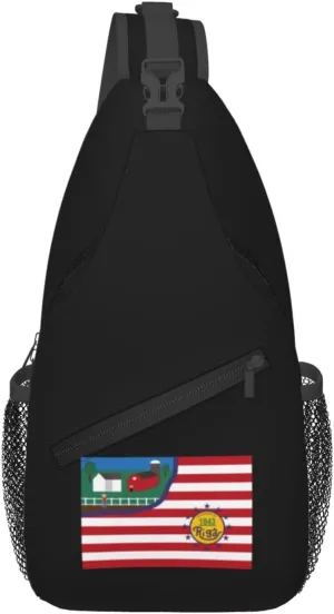 Flag Of Riga Township, Michigan Crossbody Bags For Women Men Chest Backpack Gym Shoulder Bag Travel Outdoor Sports Casual Crossbody Bags