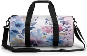 Floral Watercolor Painting Gym Bag Small Travel Duffle Bag with Compartment Carry On Weekender Bag for Women Men