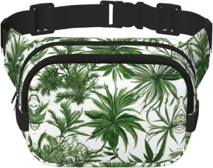 Flowering Herbs and Herbaceous Plants Print Square Waist Purse Double Layer Fanny BagTrendy Travel Waist Bag for Men and Women