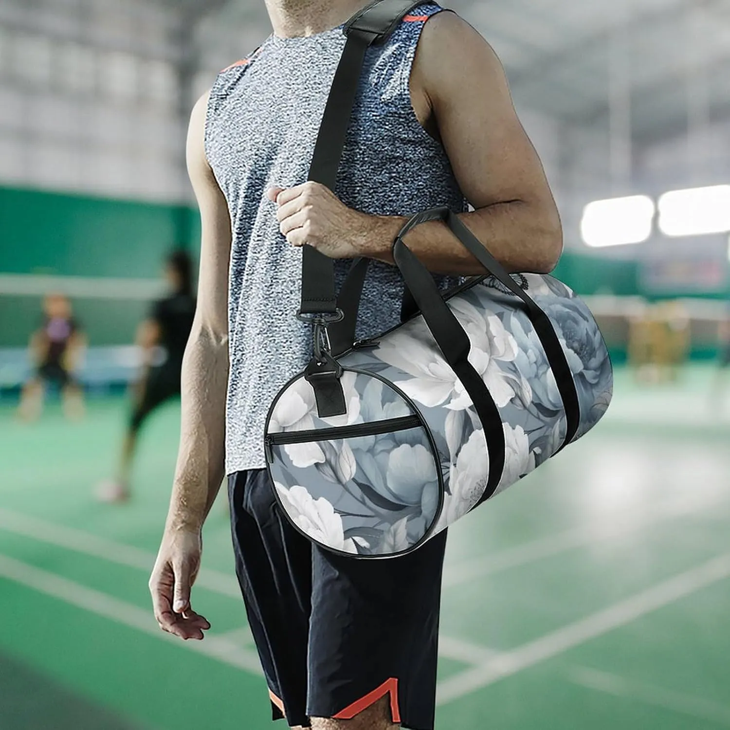 Flowers And Butterflies Gym Bag Small Travel Duffle Bag with Compartment Carry On Weekender Bag for Women Men