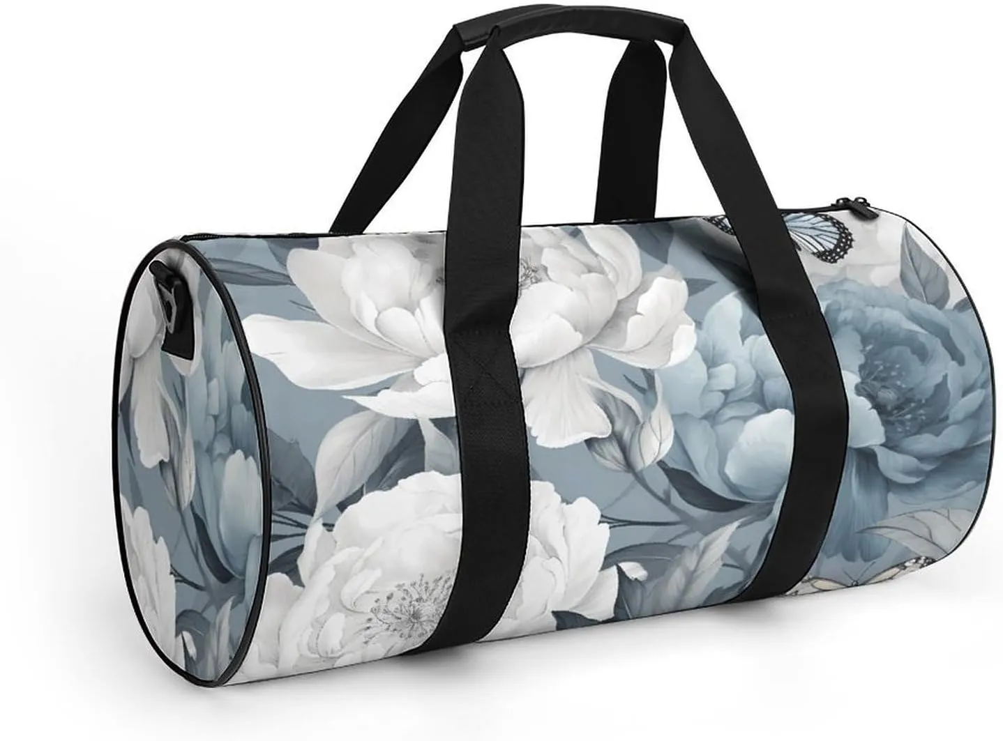 Flowers And Butterflies Gym Bag Small Travel Duffle Bag with Compartment Carry On Weekender Bag for Women Men