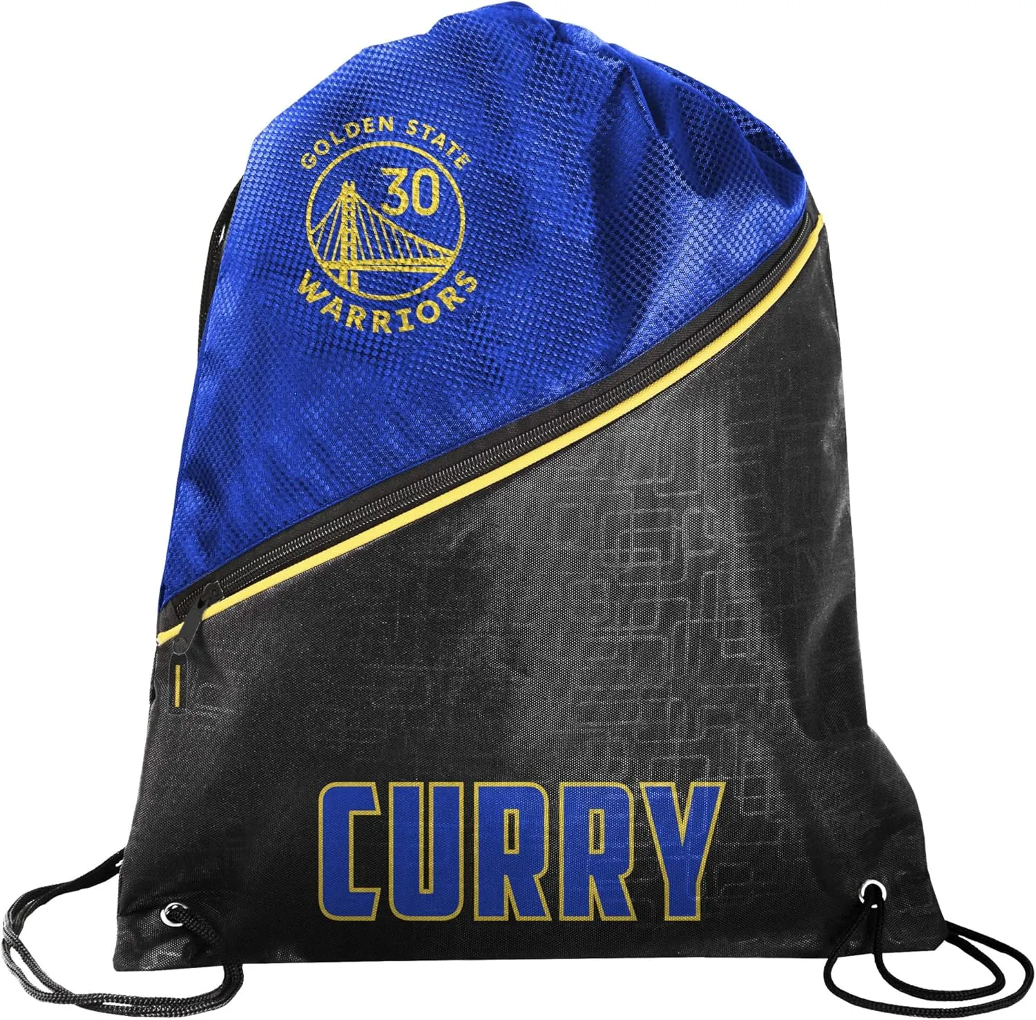FOCO Golden State Warriors Official NBA High End Diagonal Zipper Drawstring Backpack Gym Bag - Stephen Curry #30