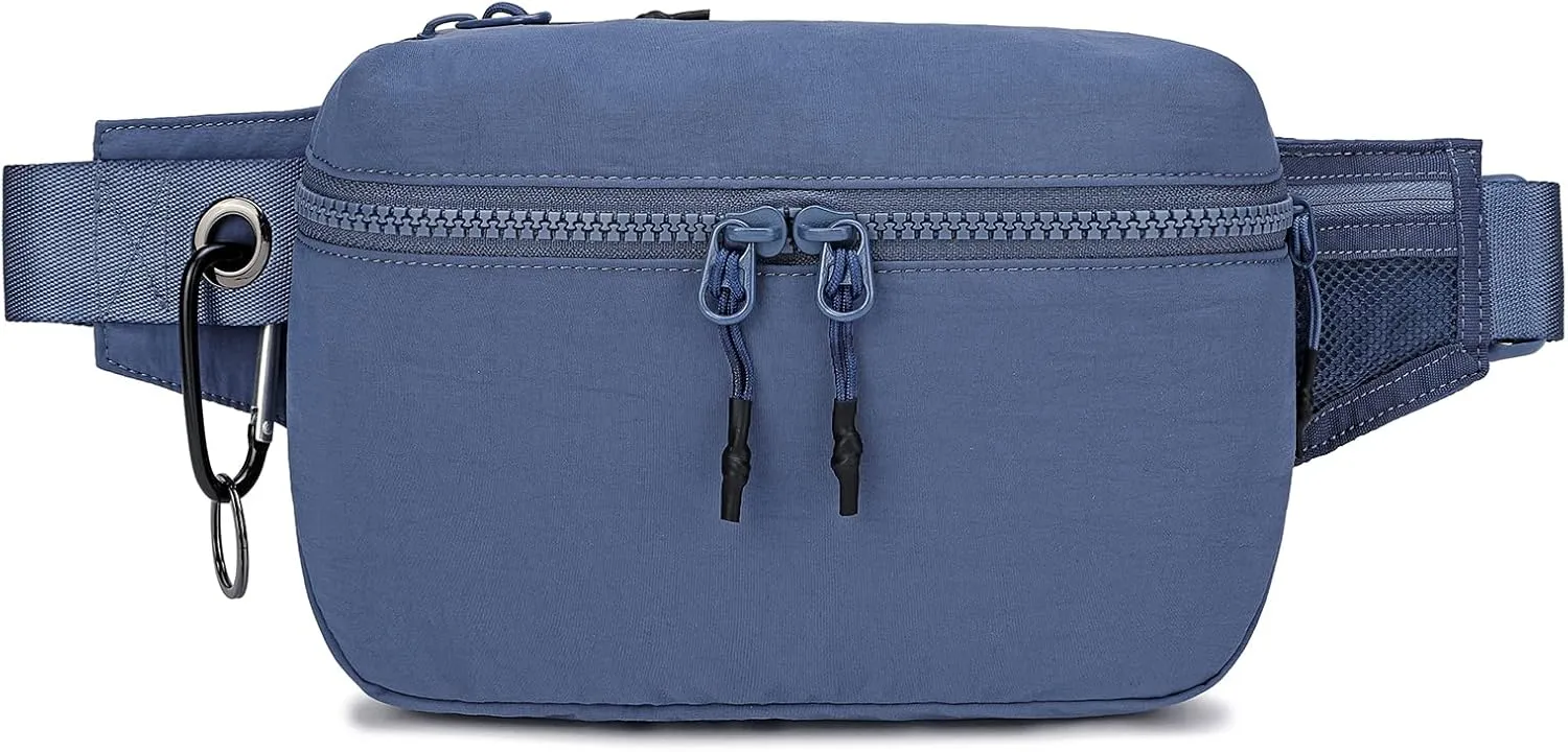FODOKO Belt Bag for Women, Everywhere Fanny Pack Crossbody Bags with Adjustable Strap, Lightweight Waist Pack Bum Bags for Workout Running Hiking Travel Blue